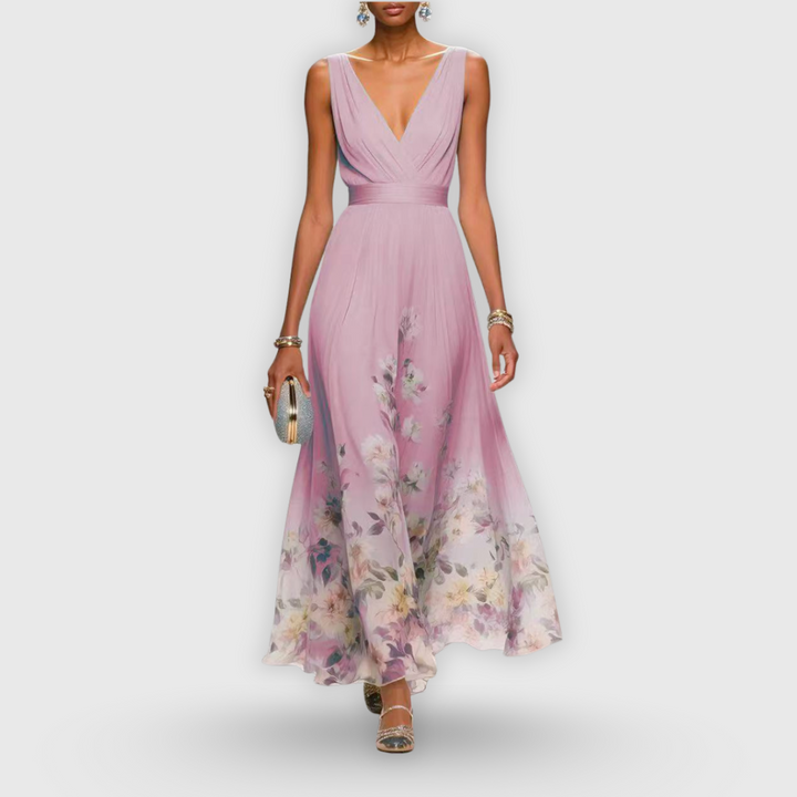Colleen | Elegant ärmlös blommig klänning