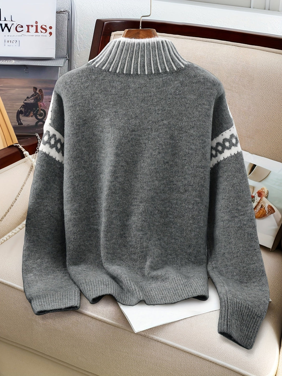 Corinna | Kontrast-Trim Mock-Neck Tröja