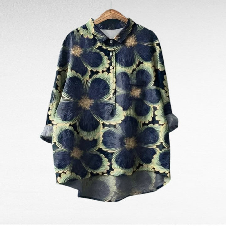 April | Klassisk Blommig Krage Blus