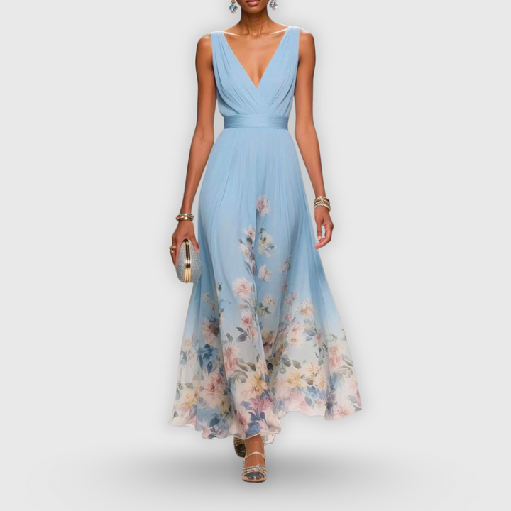 Colleen | Elegant ärmlös blommig klänning