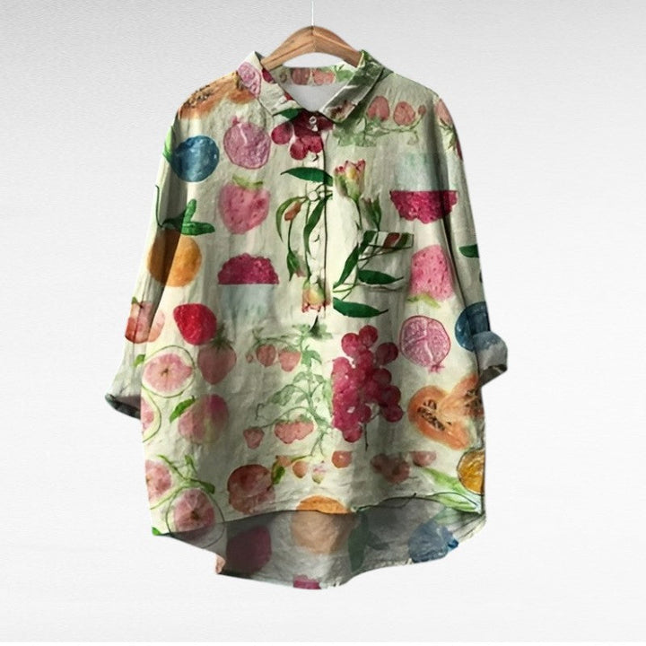 April | Klassisk Blommig Krage Blus