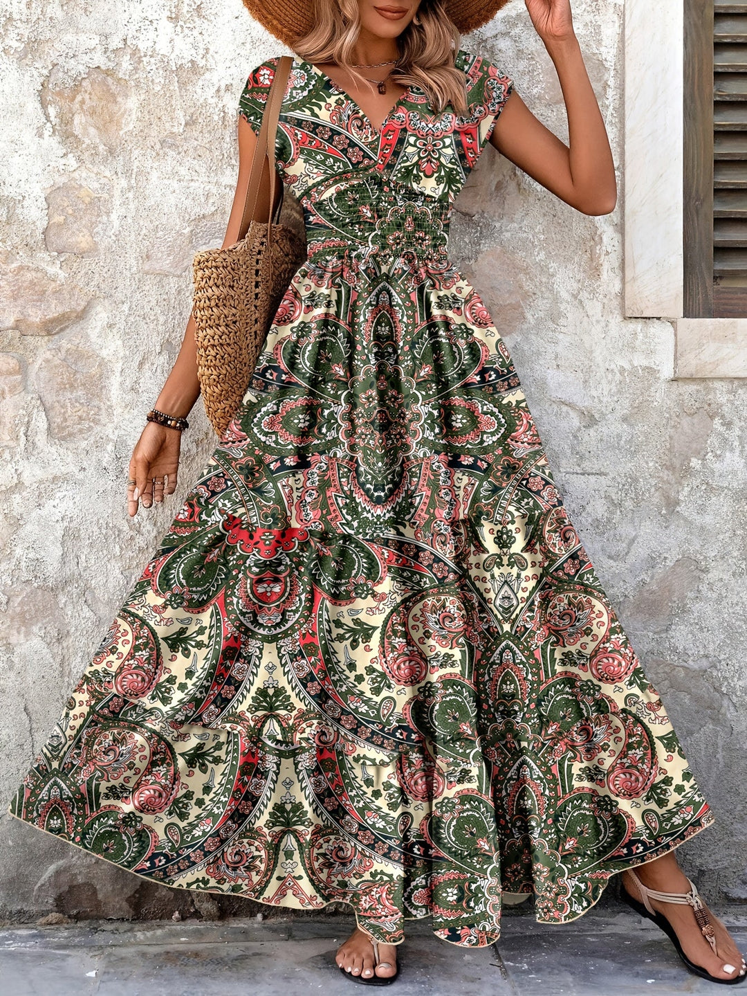Roberta | Bohemisk Paisley Maxi Klänning