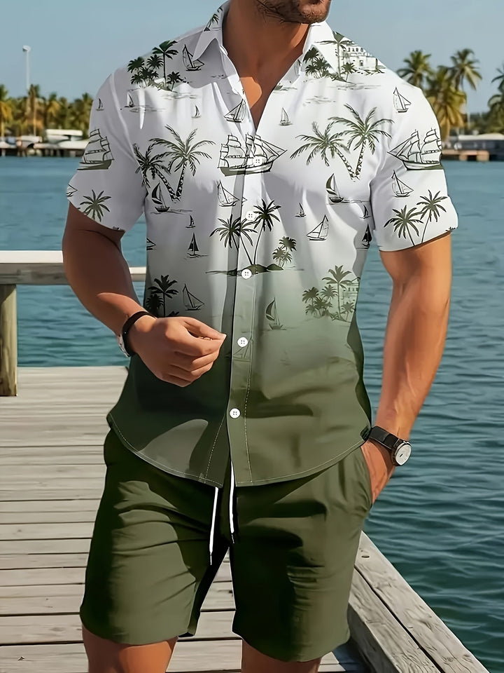 Garrett | Tryckt Skjorta och Shorts Set