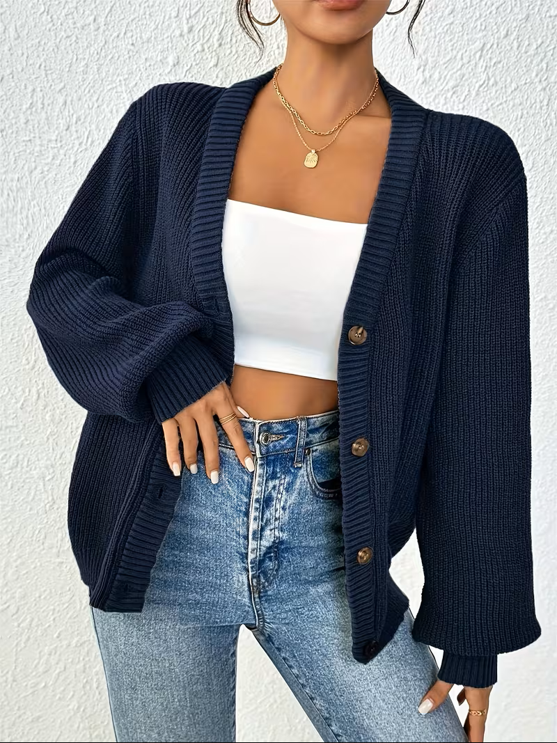 Maribel | Avslappnad Knapp-Front Cardigan