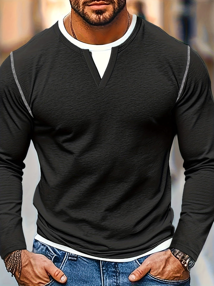 Nathan | Raffinerad Notch-Neck Henley Skjorta
