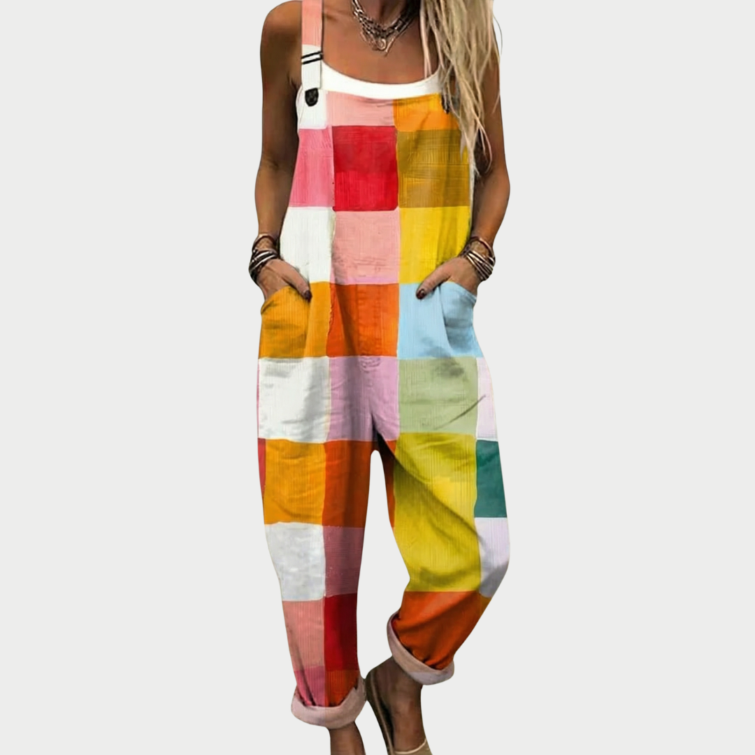 Antonia | Stilig Rutig Multi Patch Jumpsuit