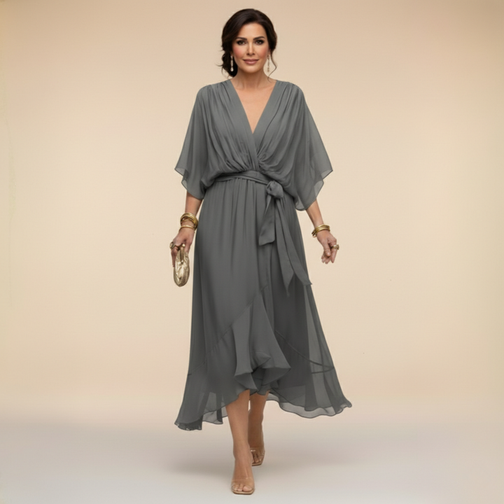 Abigail | Stilig Chiffon V-Hals Klänning