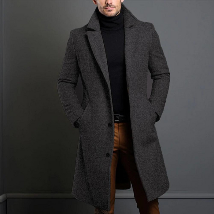 Herr Klassisk Trenchcoat Lång Skärning med Revär
