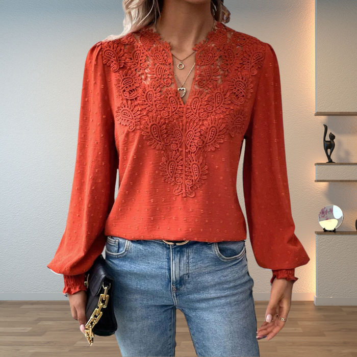 Marlene | Elegant Blus med Spetsdetaljer