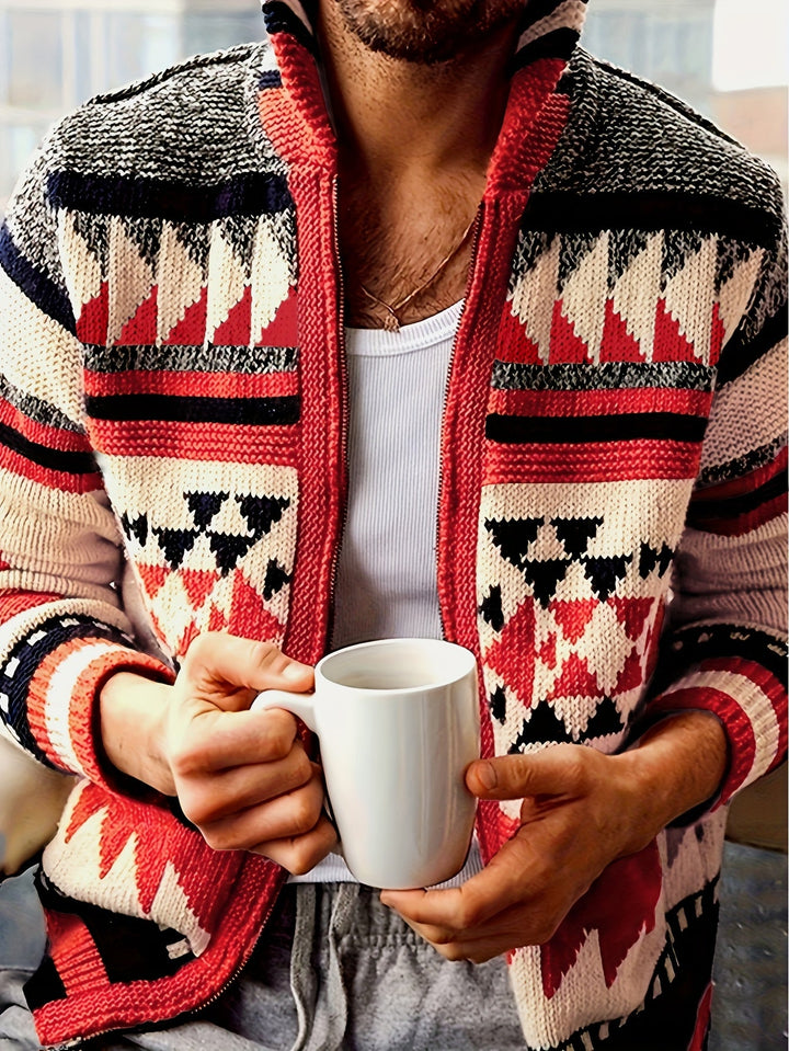 Callum | Mönstrad Zip-Up Cardigan