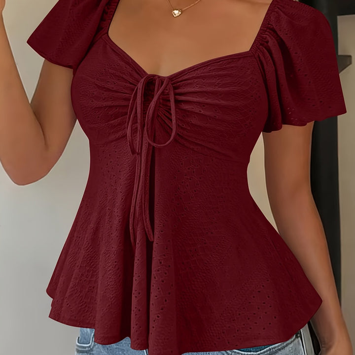 Josephine | Flutter-sleeve Peplum Top