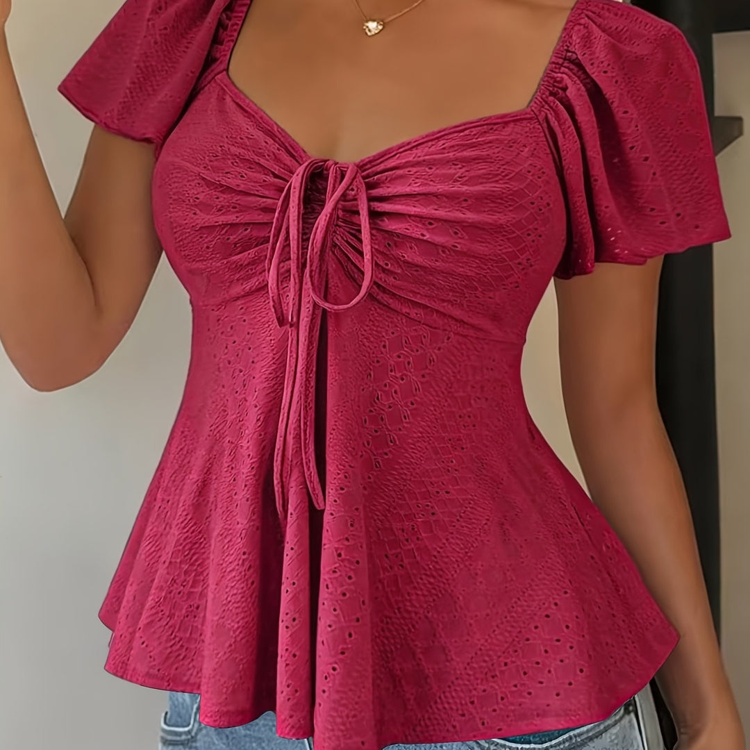 Josephine | Flutter-sleeve Peplum Top