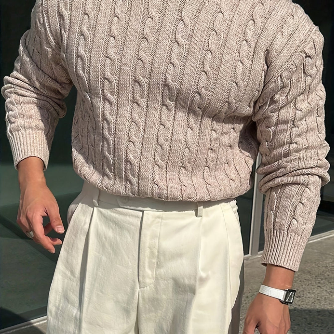Jonas | Kabelstickad Crew Neck Tröja
