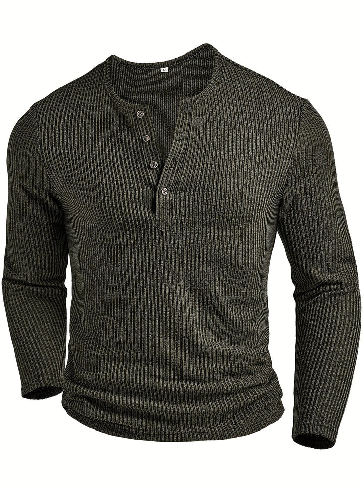 Griffin | Texturerad Ribbad Henley Skjorta