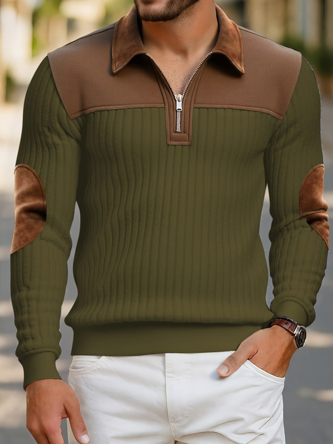 Roland | Tvåfärgad Quarter-Zip Pullover