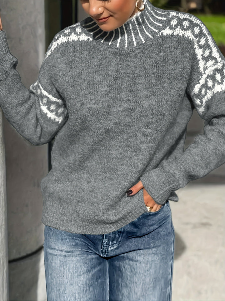 Corinna | Kontrast-Trim Mock-Neck Tröja