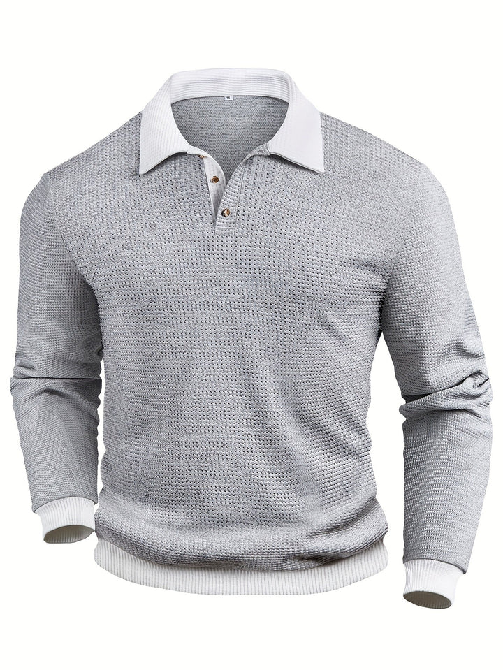 Gareth | Texturerad långärmad polo