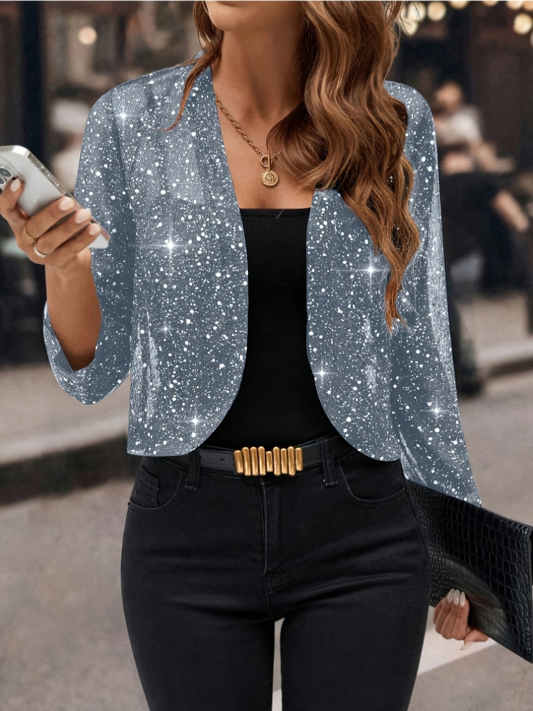 Elaine | Shimmer Cropped Jacket
