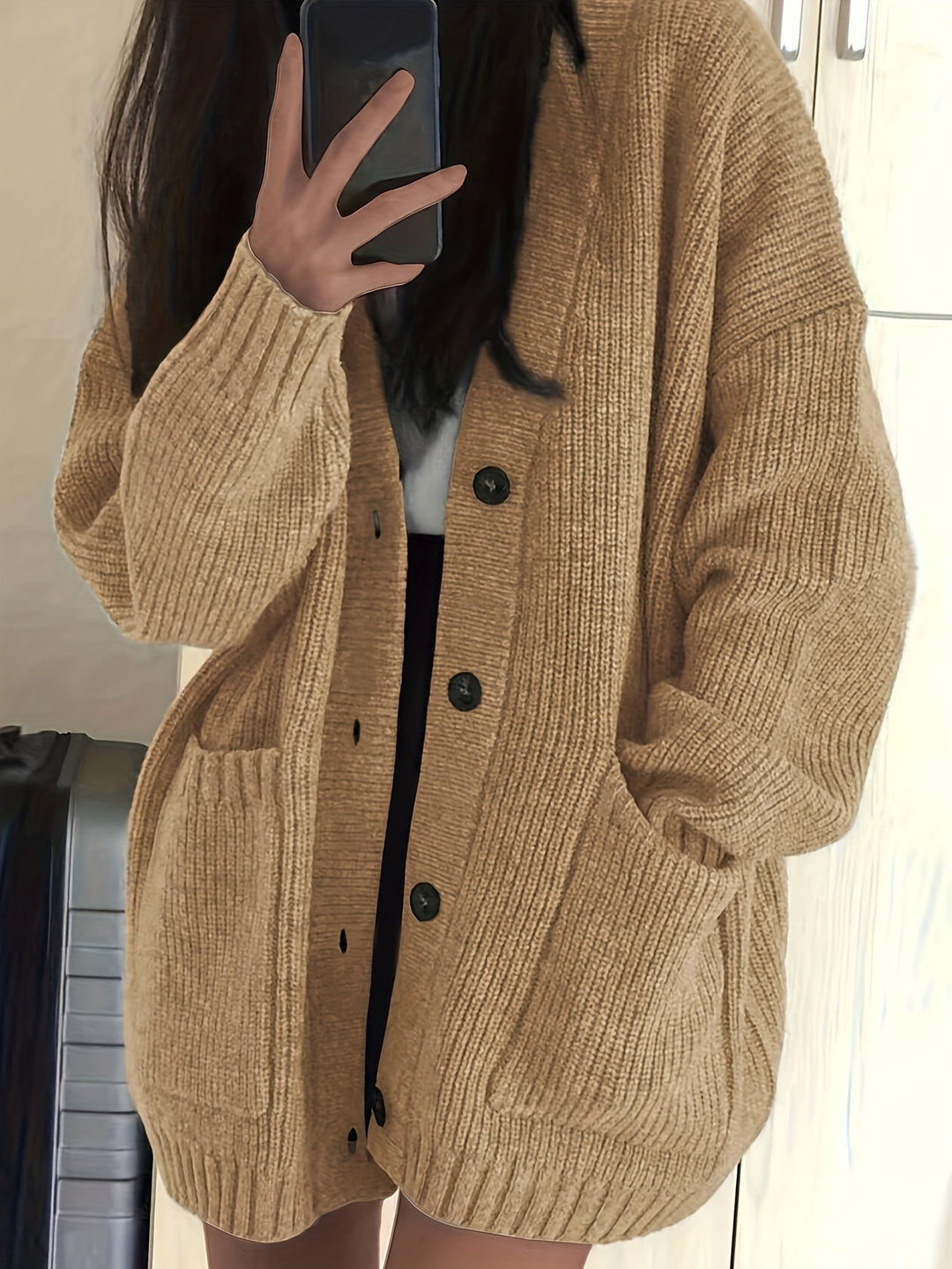 Maisie | Avslappnad Knapplång Cardigan
