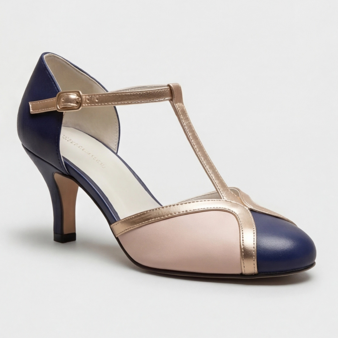 Veronica | Klassisk T-Strap Stängd Tå Klack