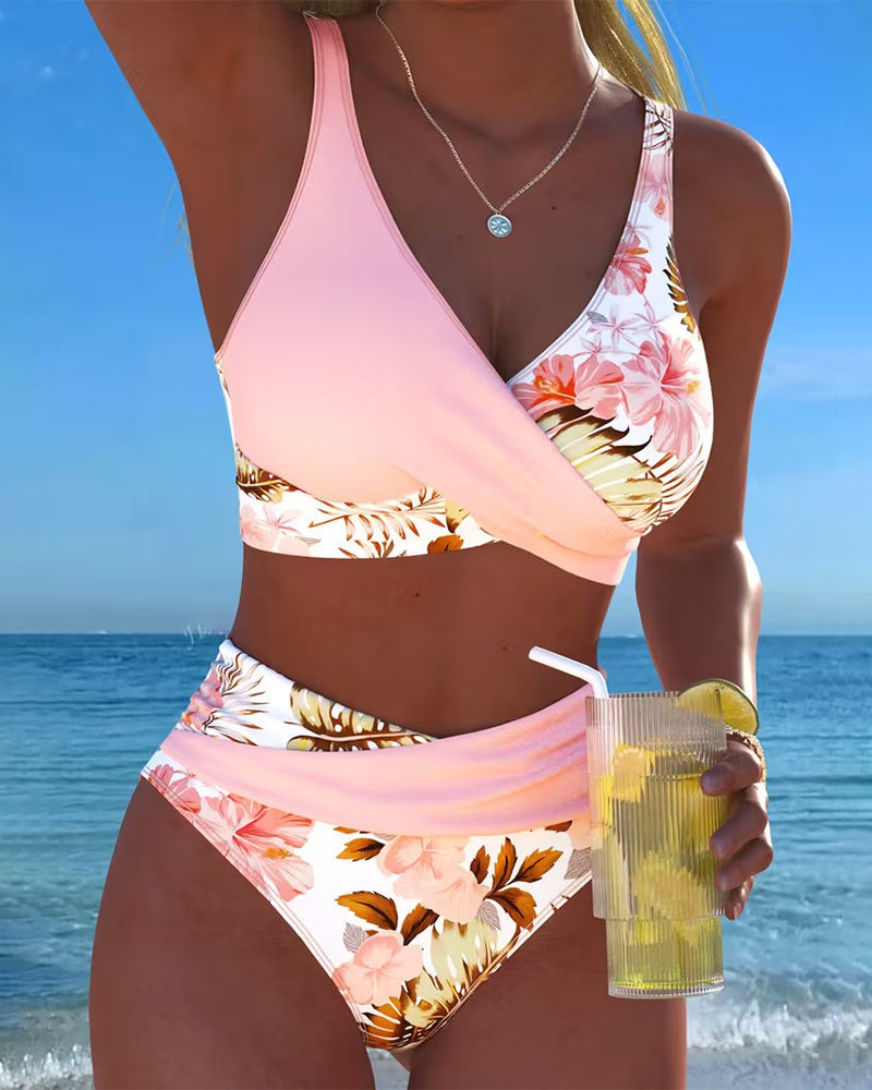 Vivienne | Blommig Kontrast Cut-Out Bikini