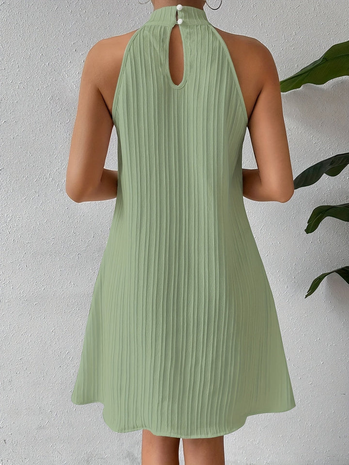 Talia | Texturerad Halterneck Mini Klänning