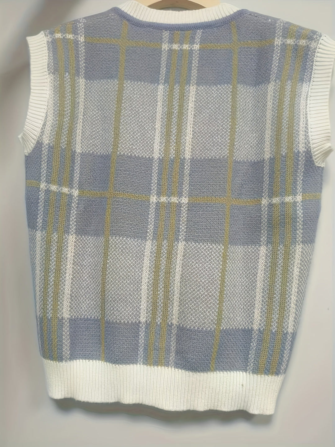 Marnie | Vintage Rutigt V-ringad Tröja Väster