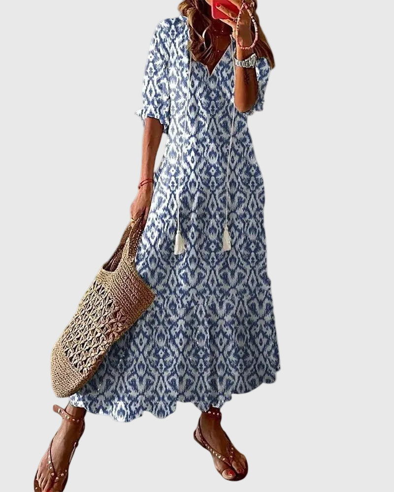 Amalia | Boho Vintage Sommar Maxiklänning
