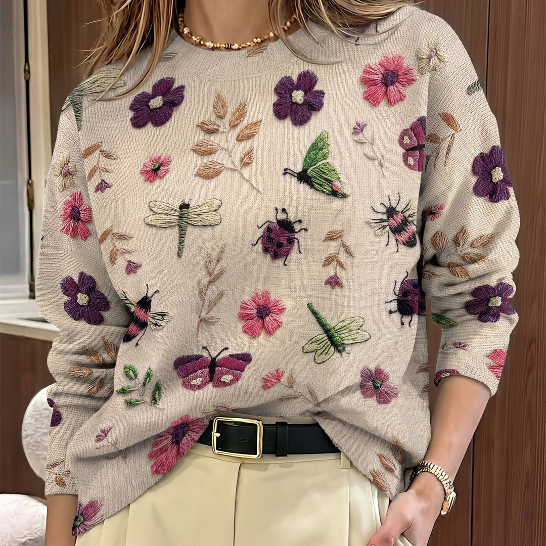 Elsie | Botanisk Tryckt Crewneck Tröja