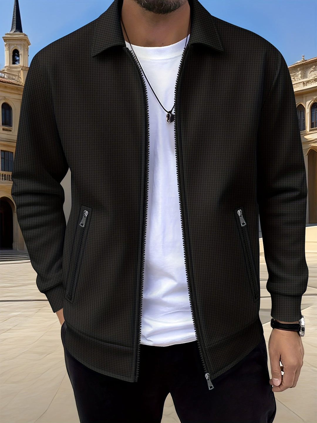 Cameron | Texturerad Zip Jacka