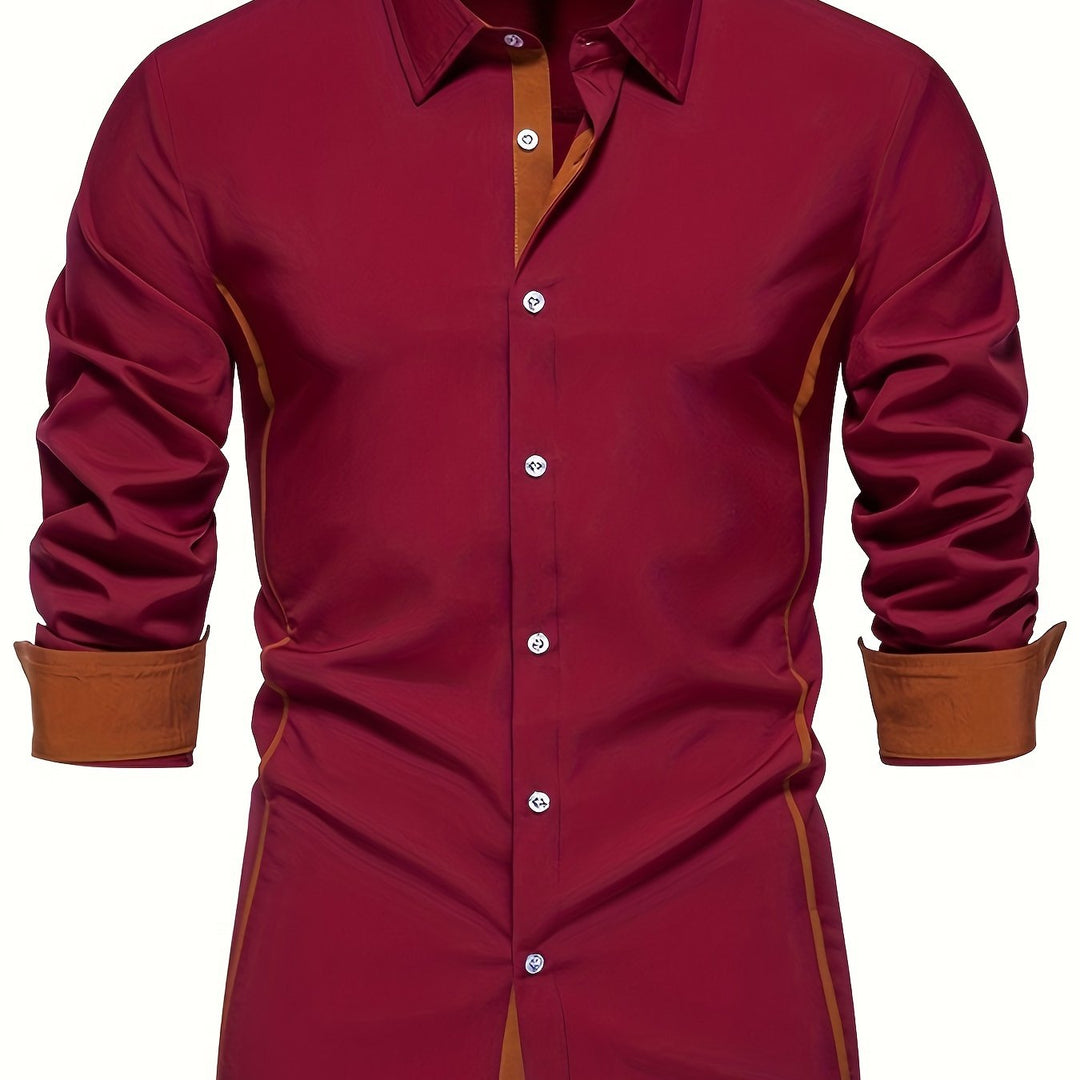 Anthony | Kontrast Trim Button-Up Skjorta