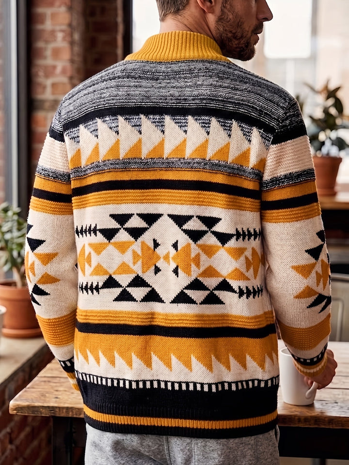 Callum | Mönstrad Zip-Up Cardigan