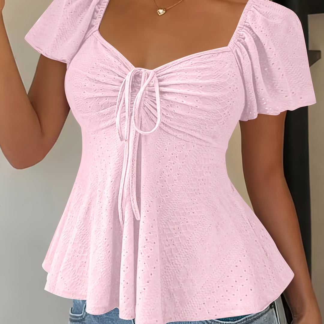Josephine | Flutter-sleeve Peplum Top