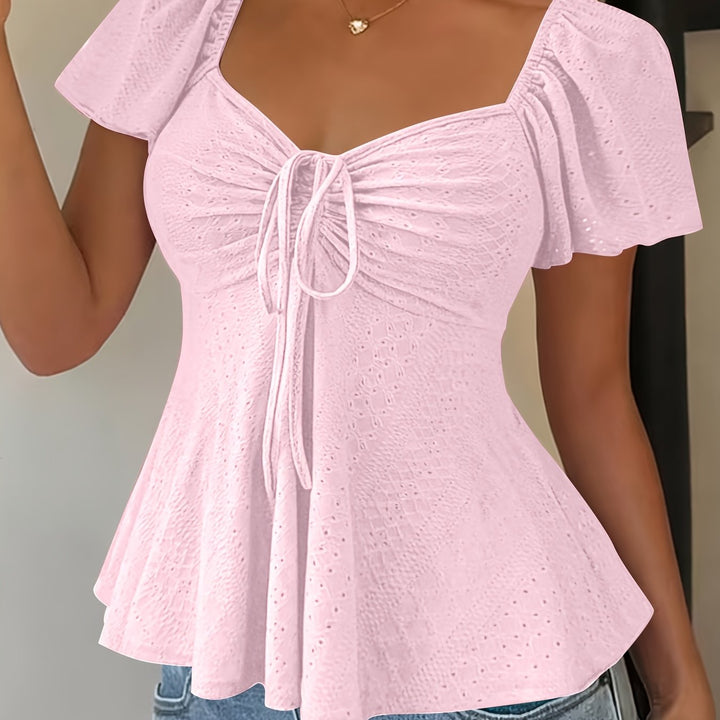 Josephine | Flutter-sleeve Peplum Top