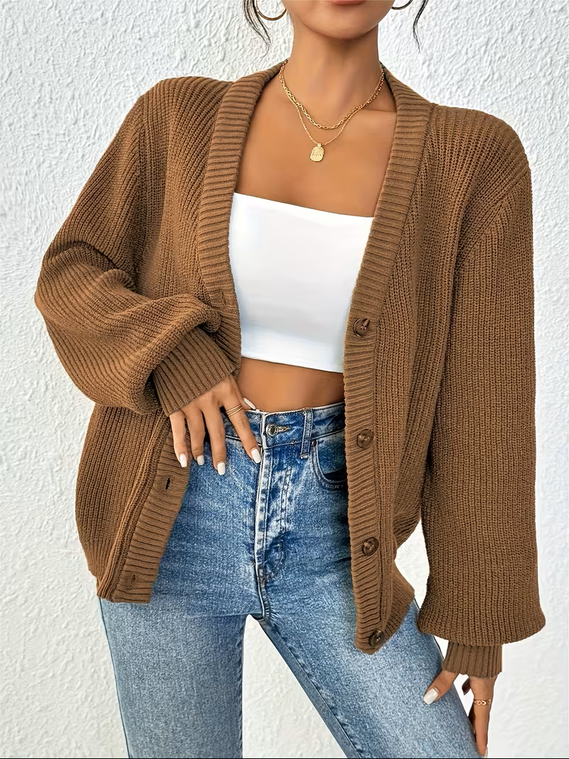 Maribel | Avslappnad Knapp-Front Cardigan
