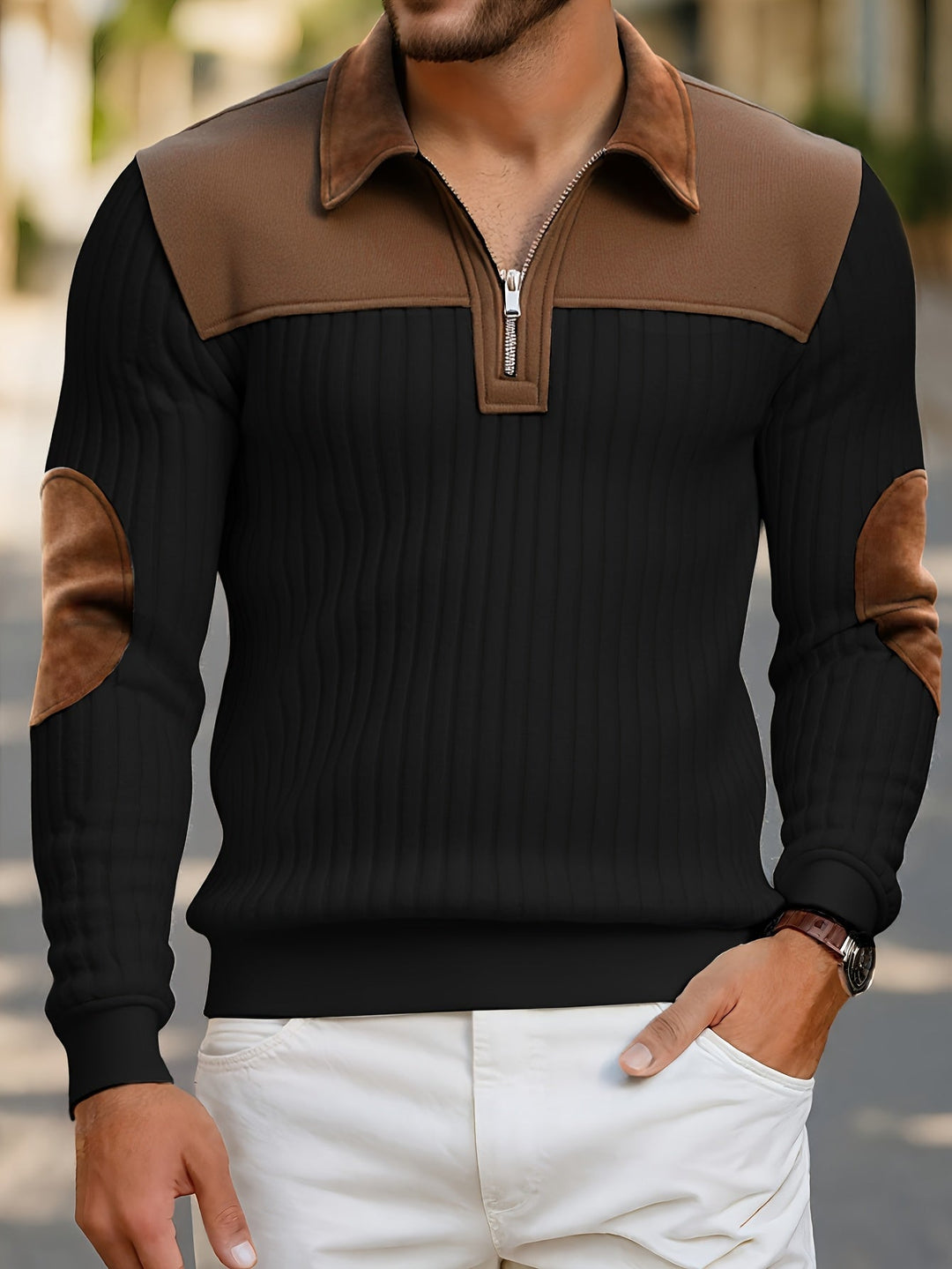Roland | Tvåfärgad Quarter-Zip Pullover