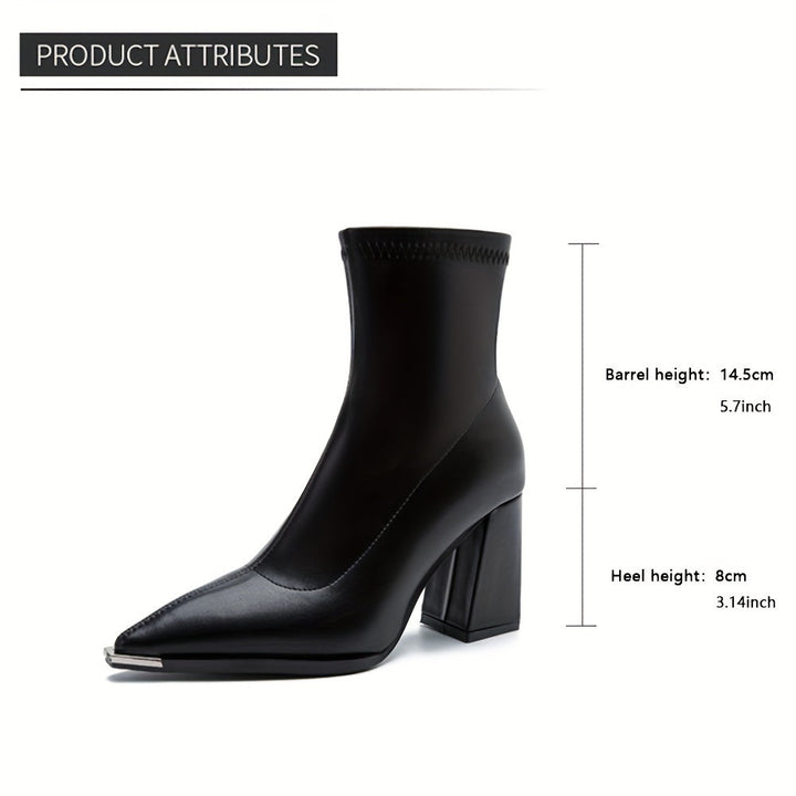 Josephine | Spetsig Tå Chunky Heel Ankelboots