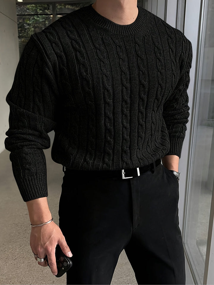 Jonas | Kabelstickad Crew Neck Tröja