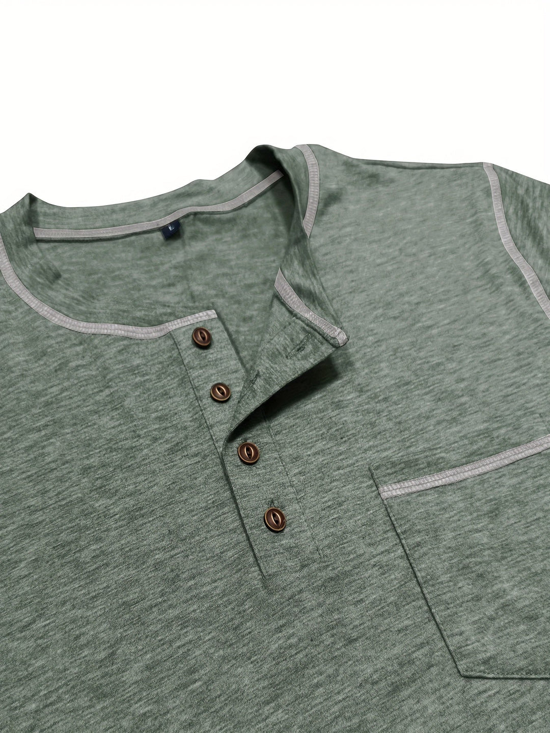 Reuben | Kontraststickad långärmad Henley