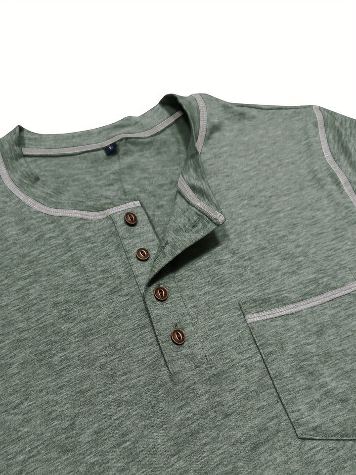 Reuben | Kontraststickad långärmad Henley