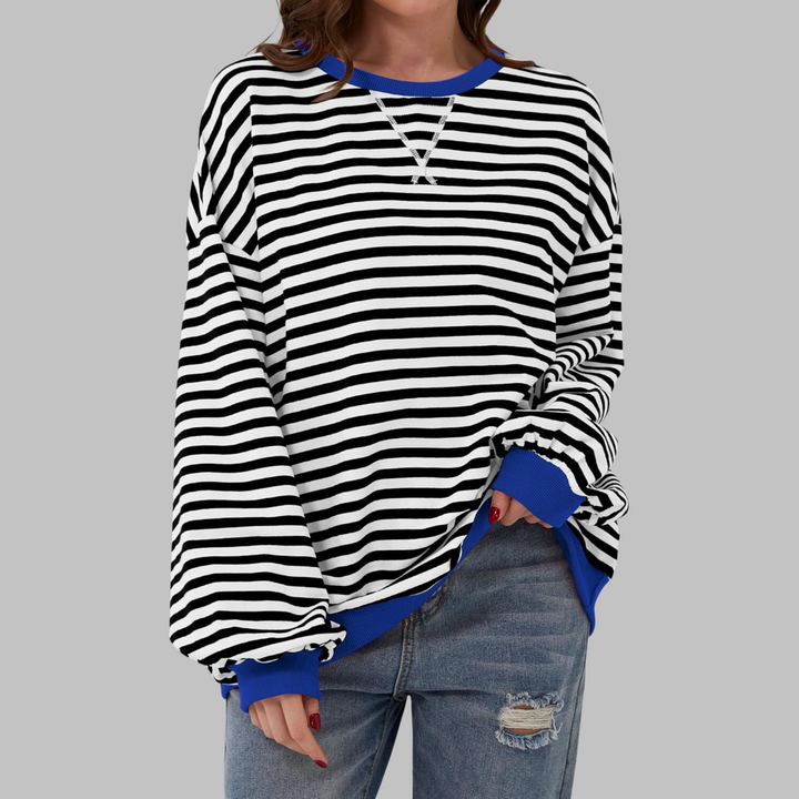 Margaret | Avslappnad långärmad randig sweatshirt