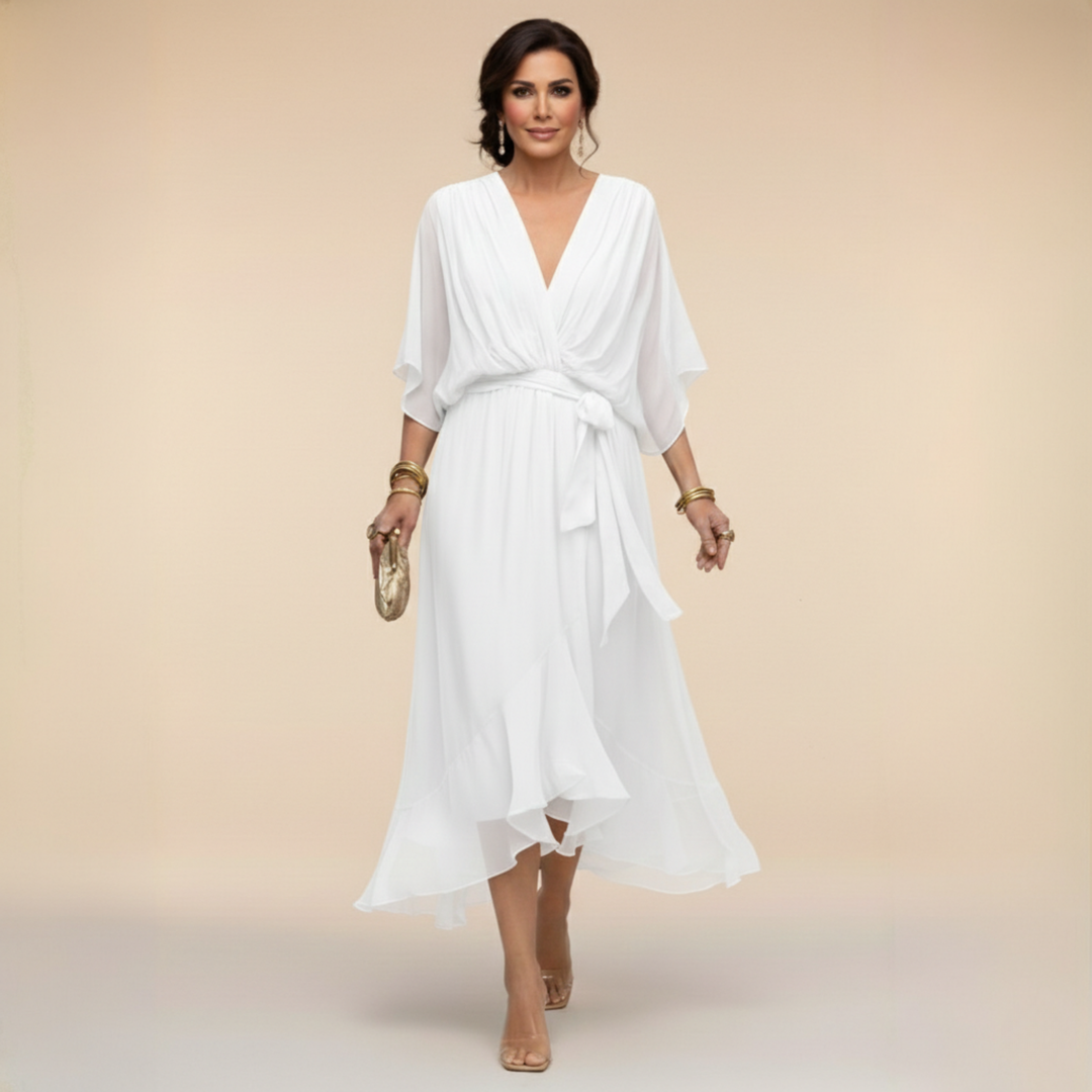 Abigail | Stilig Chiffon V-Hals Klänning