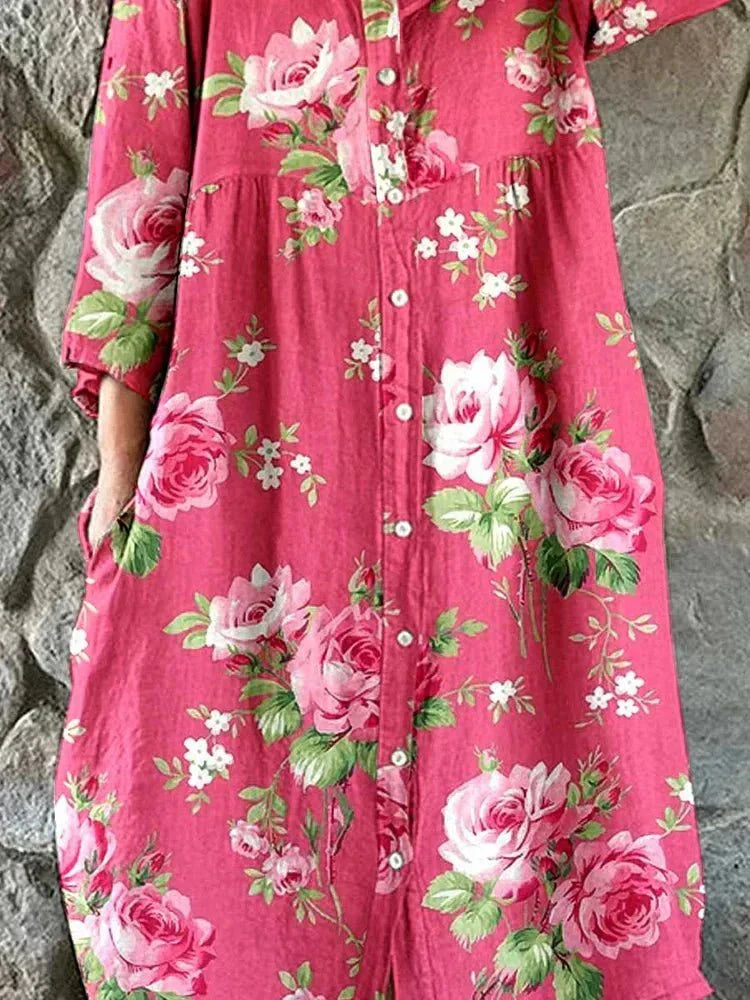 Maddie | Stilren Oversized Konst Blommig Klänning