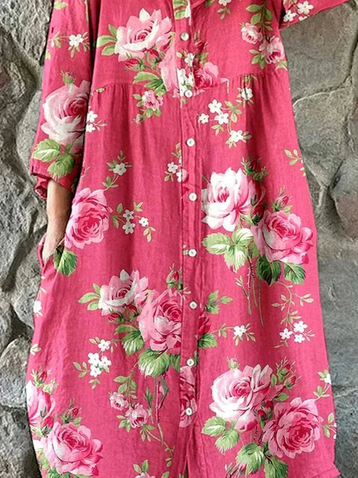 Maddie | Stilren Oversized Konst Blommig Klänning