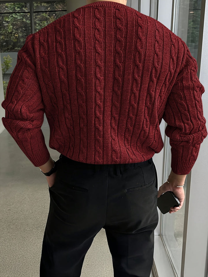 Jonas | Kabelstickad Crew Neck Tröja