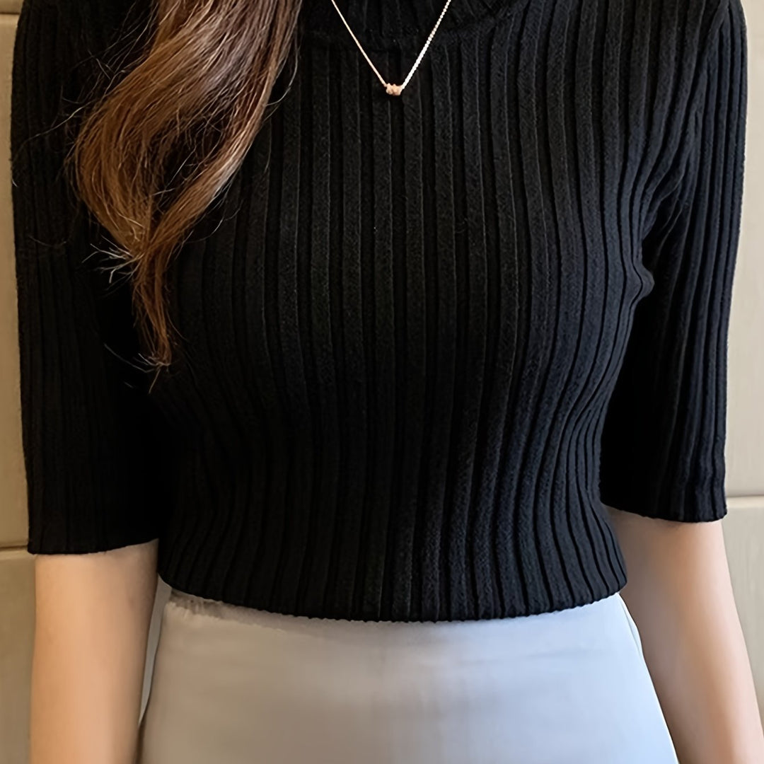 Verity | Ribbade Mock-Neck Topp