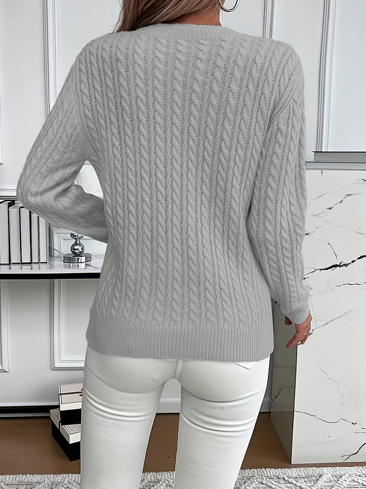 Faye | Kabelstickad Rundhalsad Tröja