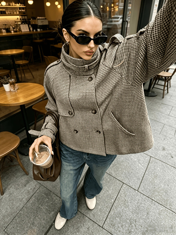 Marguerite | Jacka med ståkrage i houndstooth