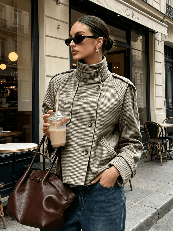 Marguerite | Jacka med ståkrage i houndstooth