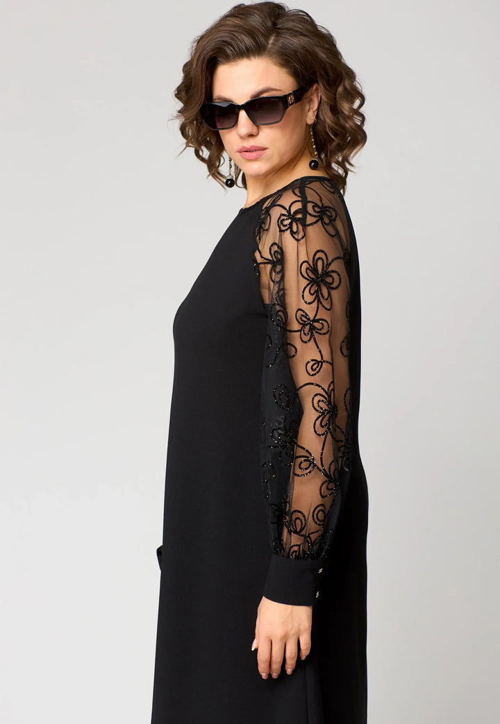 Edith | Elegant Blommig Ärmlös Spetsklänning
